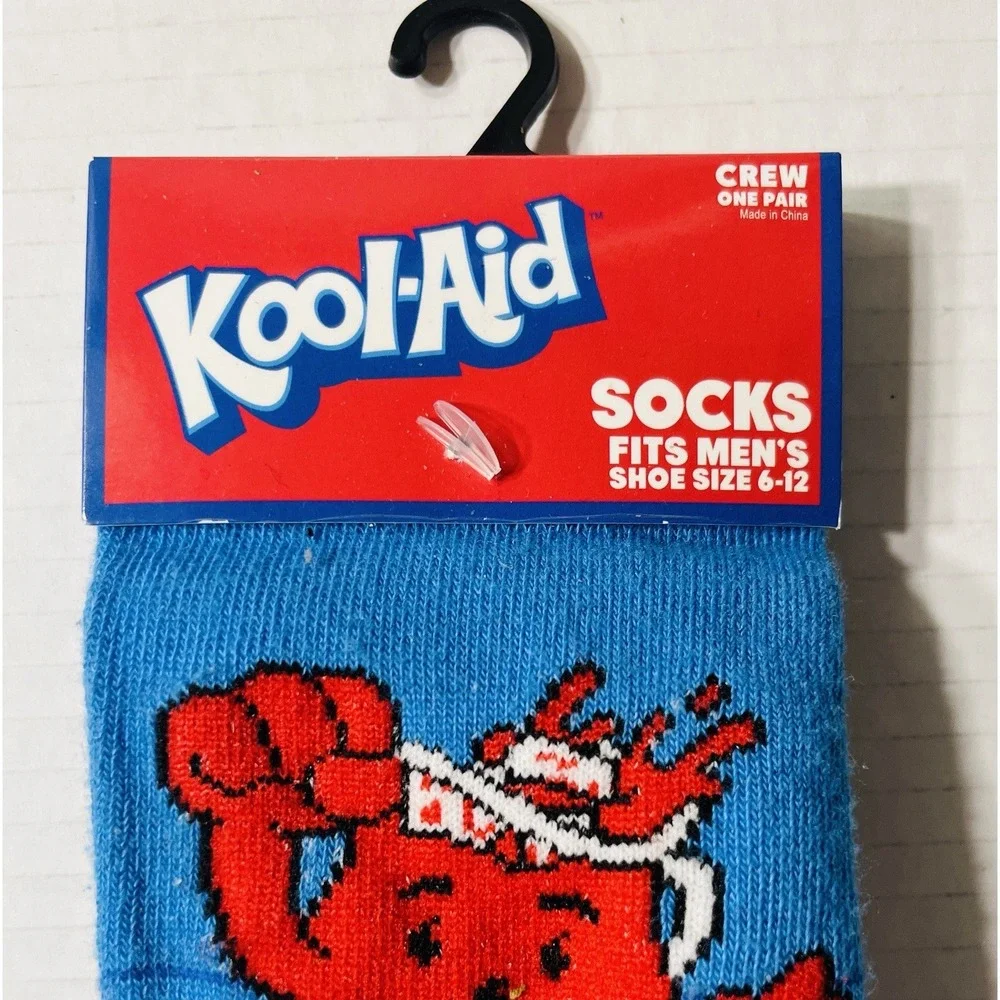 NWT Kool-Aid Socks Men's 6-12 Blue‎ Novelty Kool-Aid Man Americana Humor